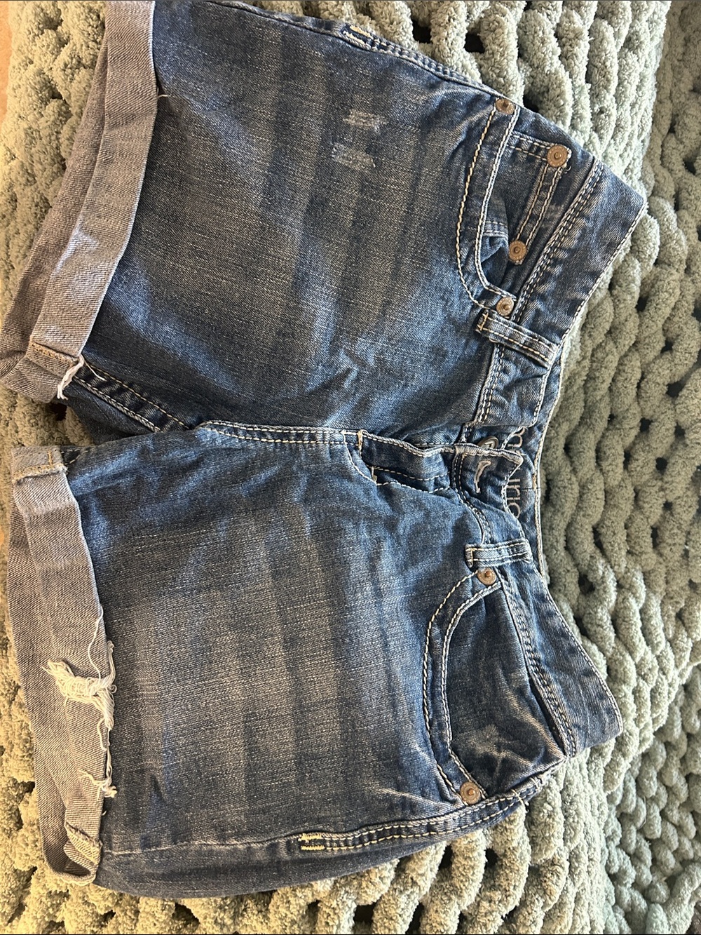 Maurices Blue Rolled-Hem Denim Shorts